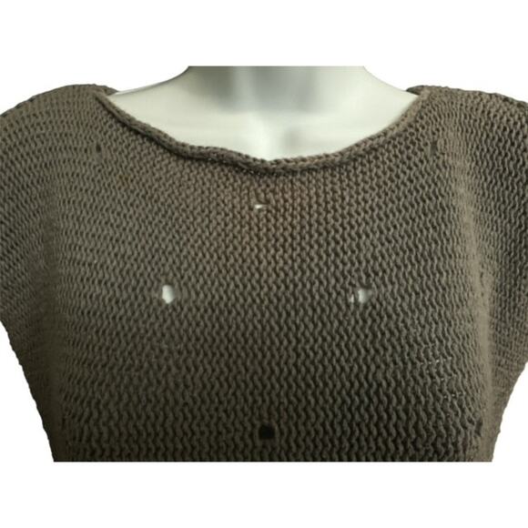 Decouve Small Sweater Vest Gray Loose Knit Retro Vintage 90's Peasant - Picture 2 of 5